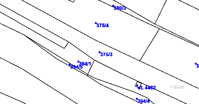 Parcela st. 375/3 v KÚ Kyjov, Katastrální mapa