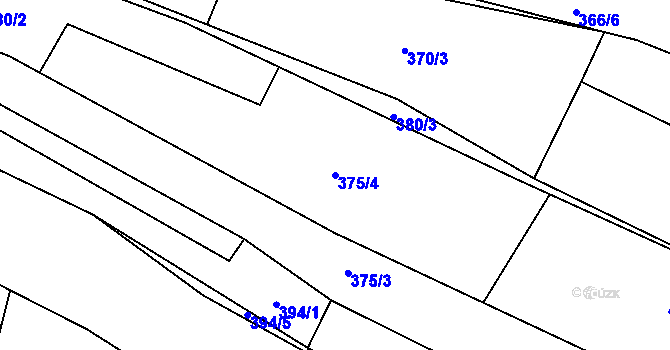Parcela st. 375/4 v KÚ Kyjov, Katastrální mapa