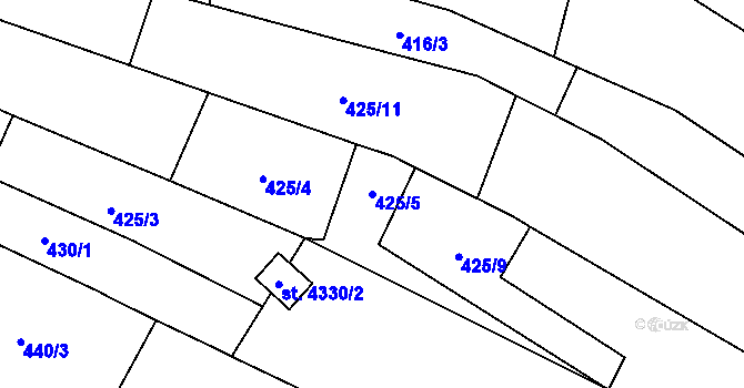 Parcela st. 425/5 v KÚ Kyjov, Katastrální mapa