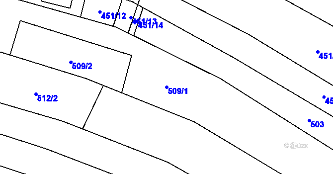 Parcela st. 509/1 v KÚ Kyjov, Katastrální mapa