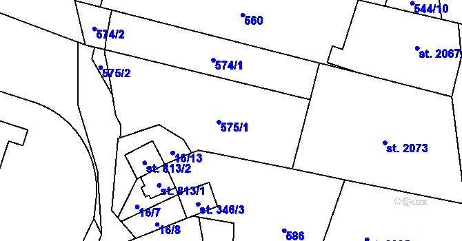 Parcela st. 575 v KÚ Kyjov, Katastrální mapa
