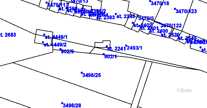 Parcela st. 902/1 v KÚ Kyjov, Katastrální mapa