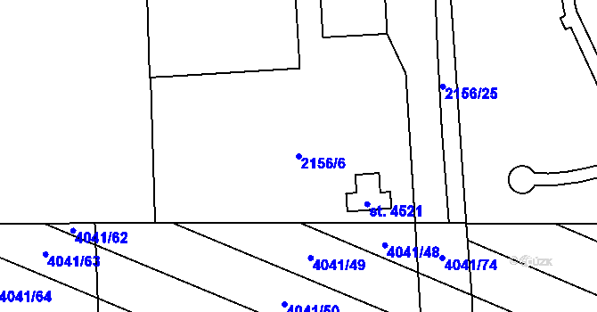 Parcela st. 2156/6 v KÚ Kyjov, Katastrální mapa