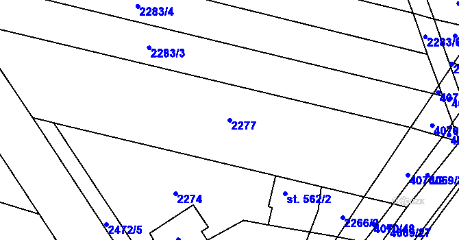 Parcela st. 2277 v KÚ Kyjov, Katastrální mapa