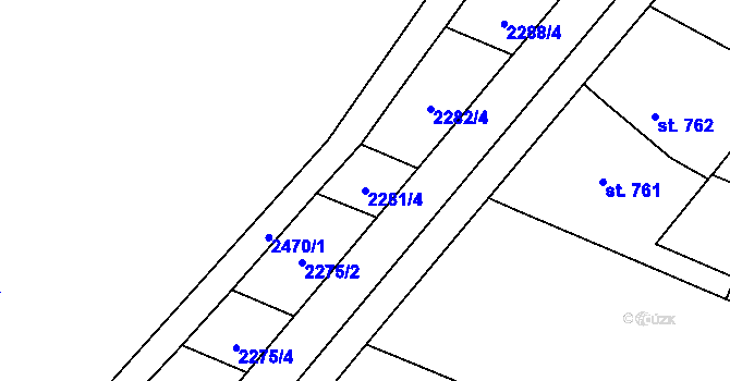 Parcela st. 2281/4 v KÚ Kyjov, Katastrální mapa
