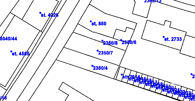 Parcela st. 2350/7 v KÚ Kyjov, Katastrální mapa