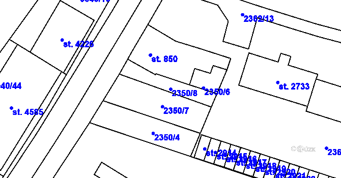 Parcela st. 2350/8 v KÚ Kyjov, Katastrální mapa