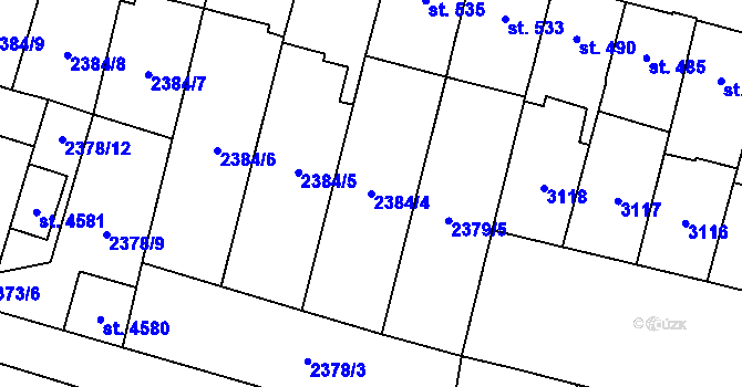 Parcela st. 2384/4 v KÚ Kyjov, Katastrální mapa