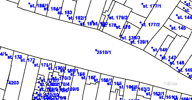 Parcela st. 2510/1 v KÚ Kyjov, Katastrální mapa