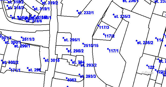 Parcela st. 2510/15 v KÚ Kyjov, Katastrální mapa