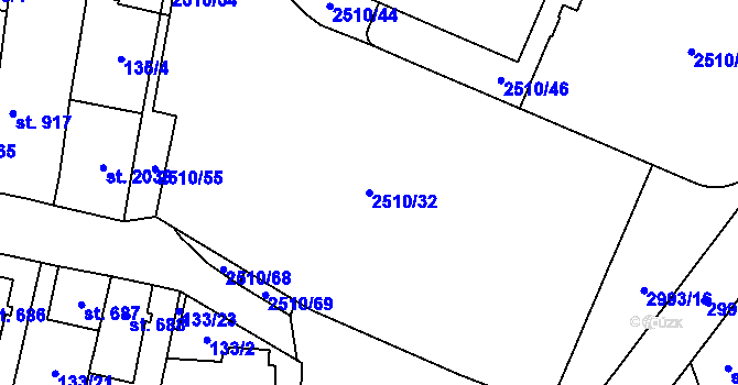Parcela st. 2510/32 v KÚ Kyjov, Katastrální mapa