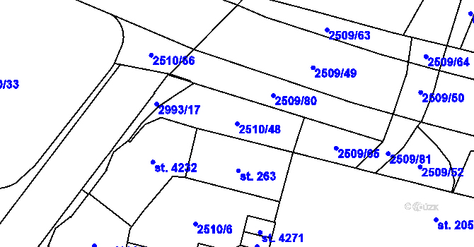 Parcela st. 2510/48 v KÚ Kyjov, Katastrální mapa