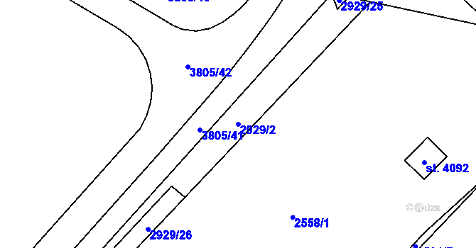 Parcela st. 2929/2 v KÚ Kyjov, Katastrální mapa