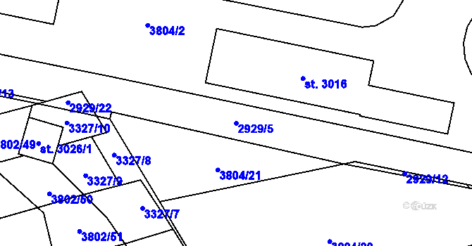 Parcela st. 2929/5 v KÚ Kyjov, Katastrální mapa