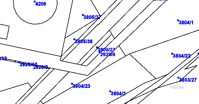 Parcela st. 2929/8 v KÚ Kyjov, Katastrální mapa