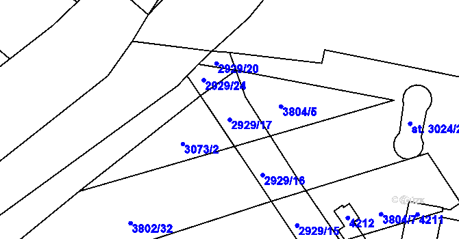 Parcela st. 2929/17 v KÚ Kyjov, Katastrální mapa