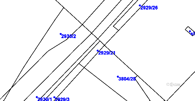 Parcela st. 2929/21 v KÚ Kyjov, Katastrální mapa