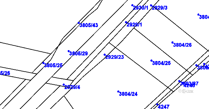 Parcela st. 2929/23 v KÚ Kyjov, Katastrální mapa