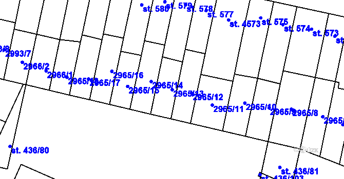 Parcela st. 2965/13 v KÚ Kyjov, Katastrální mapa