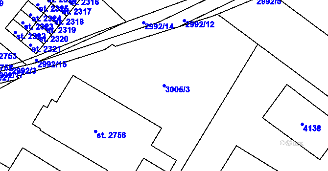 Parcela st. 3005/3 v KÚ Kyjov, Katastrální mapa