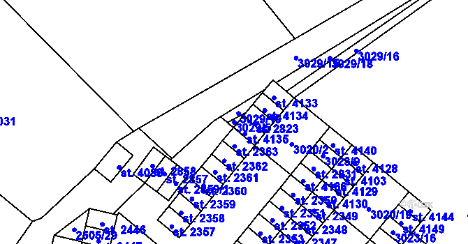 Parcela st. 3029/5 v KÚ Kyjov, Katastrální mapa