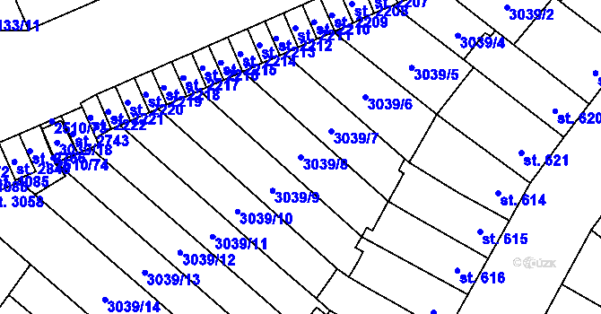 Parcela st. 3039/8 v KÚ Kyjov, Katastrální mapa