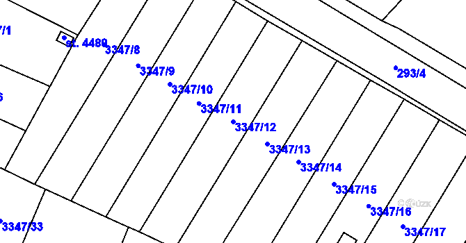 Parcela st. 3347/12 v KÚ Kyjov, Katastrální mapa