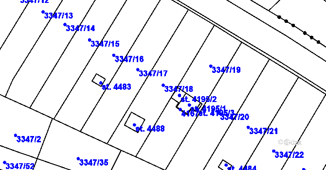 Parcela st. 3347/18 v KÚ Kyjov, Katastrální mapa