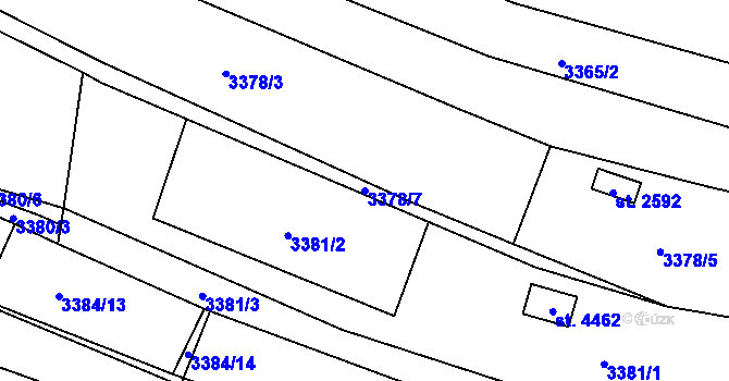 Parcela st. 3378/7 v KÚ Kyjov, Katastrální mapa