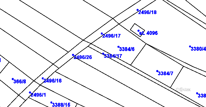 Parcela st. 3384/17 v KÚ Kyjov, Katastrální mapa