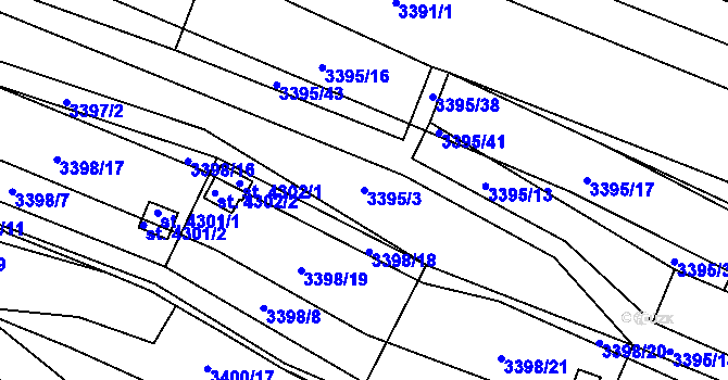 Parcela st. 3395/3 v KÚ Kyjov, Katastrální mapa