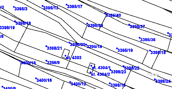 Parcela st. 3395/14 v KÚ Kyjov, Katastrální mapa