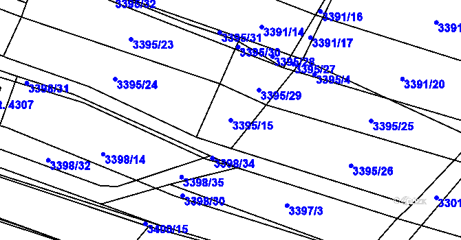 Parcela st. 3395/15 v KÚ Kyjov, Katastrální mapa