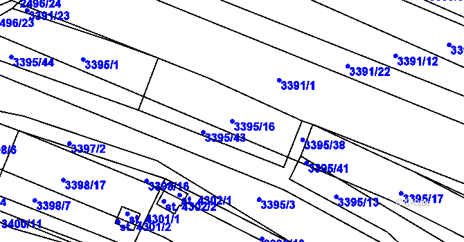 Parcela st. 3395/16 v KÚ Kyjov, Katastrální mapa