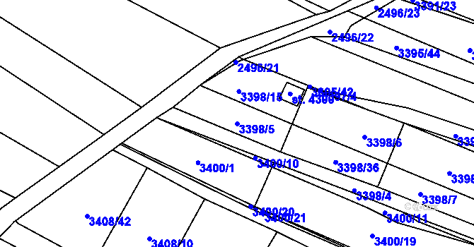 Parcela st. 3398/5 v KÚ Kyjov, Katastrální mapa