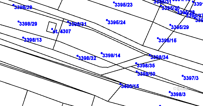 Parcela st. 3398/14 v KÚ Kyjov, Katastrální mapa