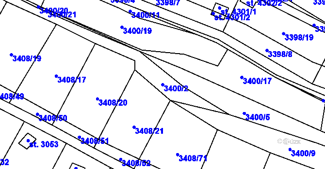 Parcela st. 3400/2 v KÚ Kyjov, Katastrální mapa