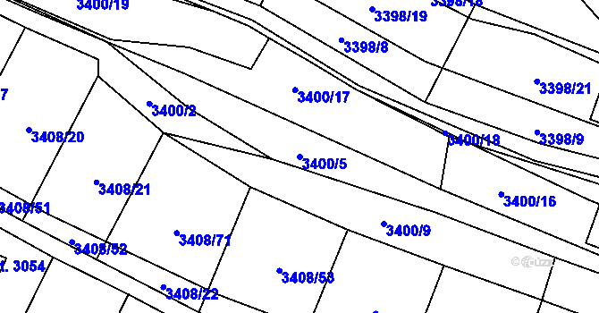 Parcela st. 3400/5 v KÚ Kyjov, Katastrální mapa