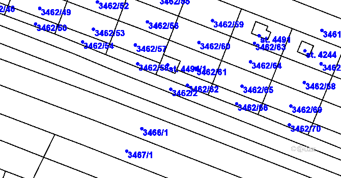 Parcela st. 3462/2 v KÚ Kyjov, Katastrální mapa