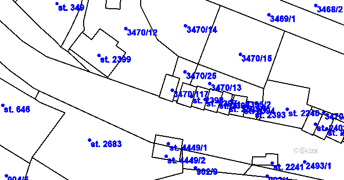 Parcela st. 3470/117 v KÚ Kyjov, Katastrální mapa