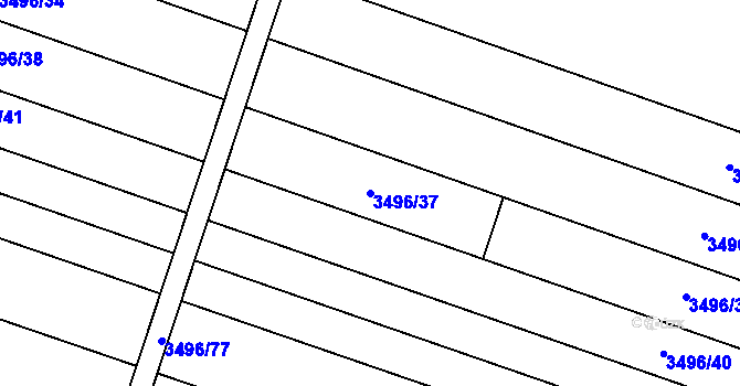 Parcela st. 3496/37 v KÚ Kyjov, Katastrální mapa