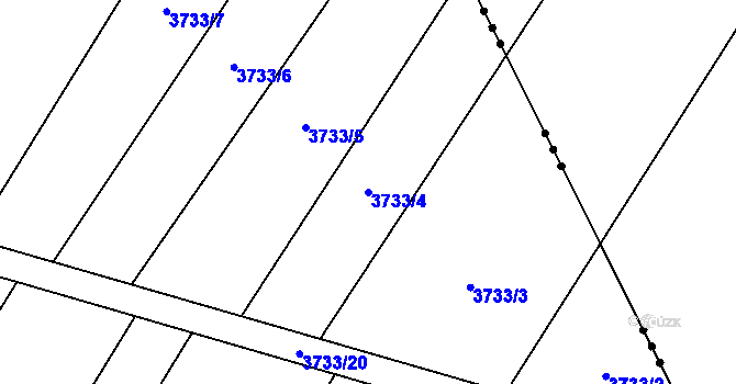 Parcela st. 3733/4 v KÚ Kyjov, Katastrální mapa