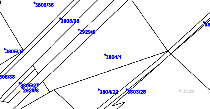 Parcela st. 3804/1 v KÚ Kyjov, Katastrální mapa