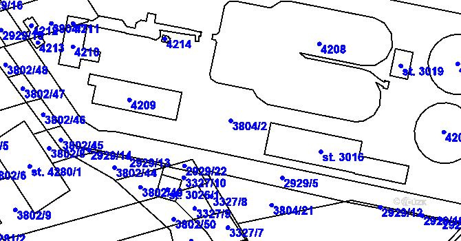 Parcela st. 3804/2 v KÚ Kyjov, Katastrální mapa
