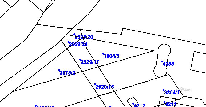 Parcela st. 3804/5 v KÚ Kyjov, Katastrální mapa