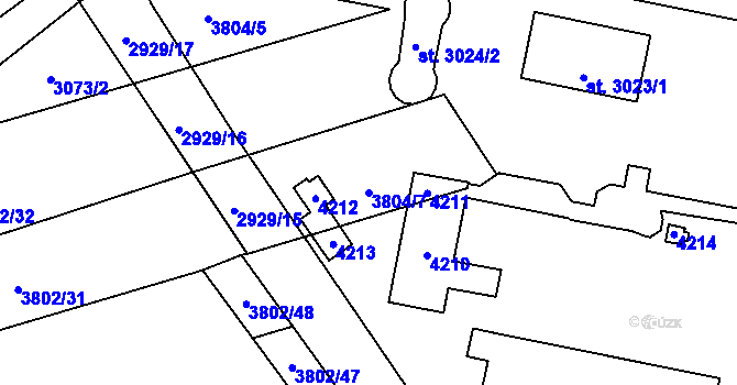 Parcela st. 3804/7 v KÚ Kyjov, Katastrální mapa