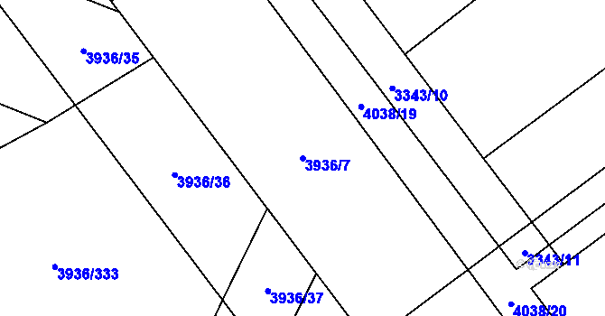 Parcela st. 3936/7 v KÚ Kyjov, Katastrální mapa
