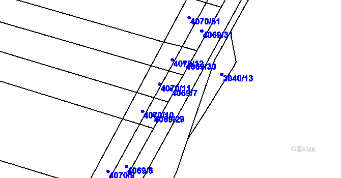 Parcela st. 4069/7 v KÚ Kyjov, Katastrální mapa