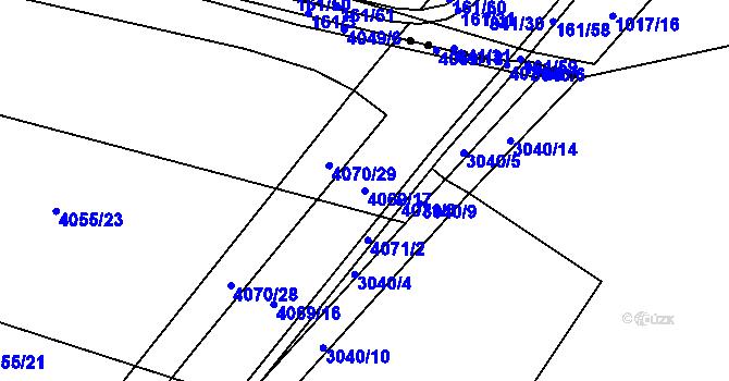 Parcela st. 4069/17 v KÚ Kyjov, Katastrální mapa