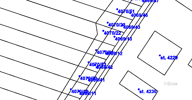 Parcela st. 4070/21 v KÚ Kyjov, Katastrální mapa